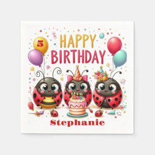 Serviette En Papier Joli Anniversaire Ladybug Rouge Et Insecte Noire