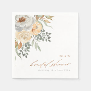 Serviette En Papier Joli automne Tan & Gris Fête des mariées florale