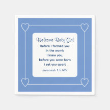 Joli Baby shower Bible Verse Bleu rayé