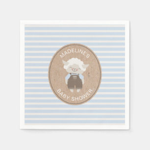 Serviette En Papier Joli Baby shower d'agneau de garçon bleu