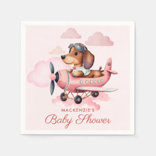Serviette En Papier Joli Baby shower de filles en forme d'avion rose d
