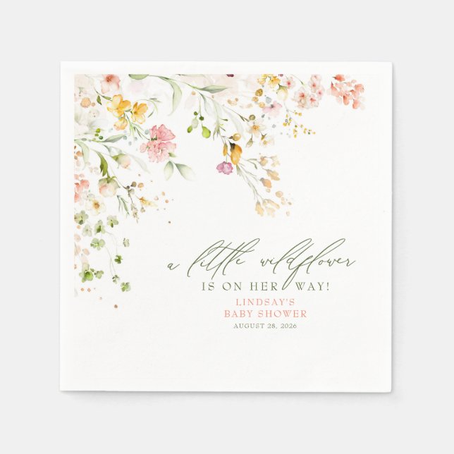 Serviette En Papier Joli Baby shower Fleur sauvage d'été (Devant)