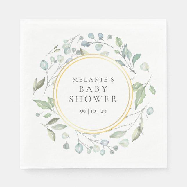 Serviette En Papier Joli Baby shower Garland Laurel / Saupoudrer (Devant)