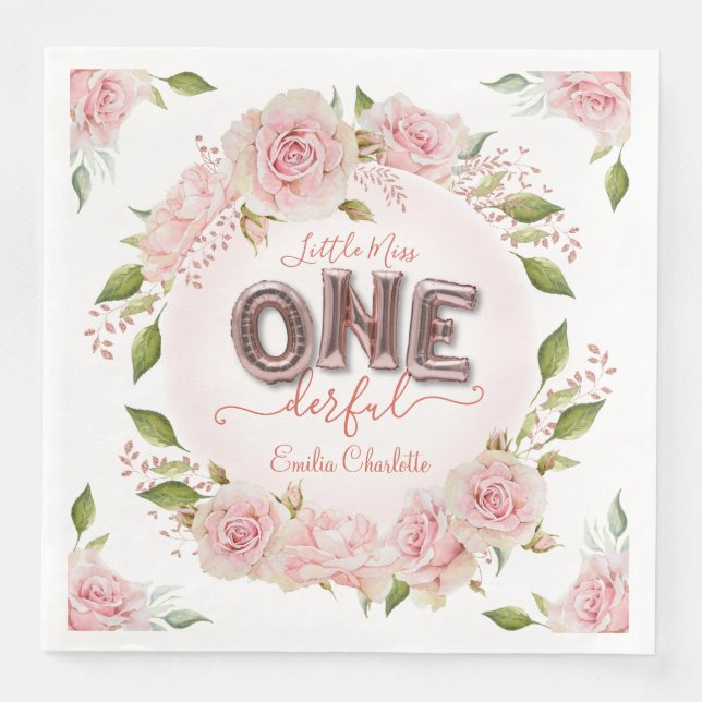Serviette En Papier Joli Ballons Roses (Devant)