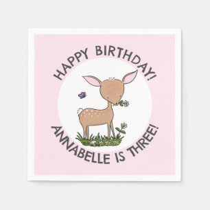 Serviette En Papier Joli bébé cerf adorable anniversaire personnalisé
