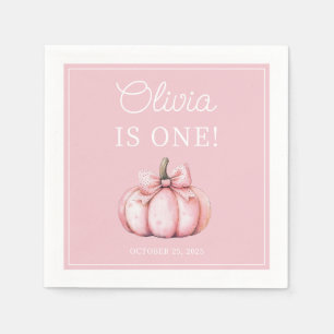 Serviette En Papier Joli bébé fille citrouille rose 1er anniversaire