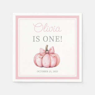 Serviette En Papier Joli bébé fille citrouille rose premier anniversai