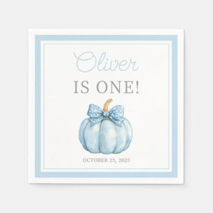 Serviette En Papier Joli bébé garçon citrouille bleue premier annivers