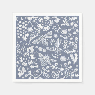 Serviette En Papier Joli bleu blanc abeille Floral Motif