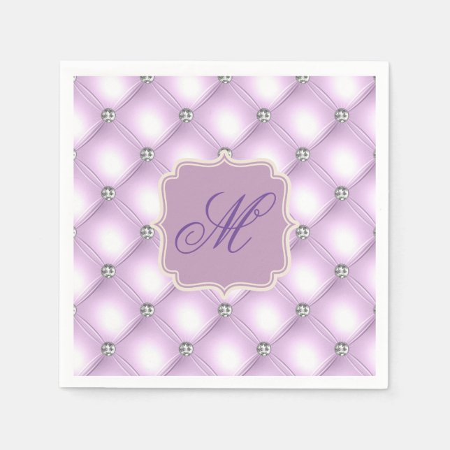 Serviette En Papier Joli Bling Monogramme Élégant Festif (Devant)