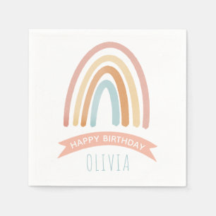 Serviette En Papier Joli Boho rose Rainbow Girls Anniversaire