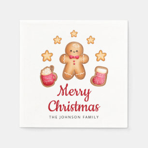 Serviette En Papier Joli bonhomme en pain d'épice Joyeux Noël