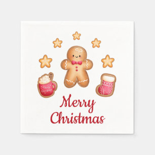 Serviette En Papier Joli bonhomme en pain d'épice Joyeux Noël