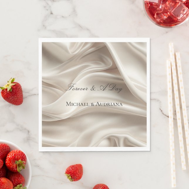 Serviette En Papier Joli Champagne Gold Romantique Faux Satin Mariage (En situation)