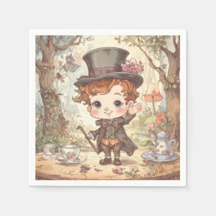 Serviette En Papier Joli Chapelier Fou Artistique Bois Fantaisiste Mer