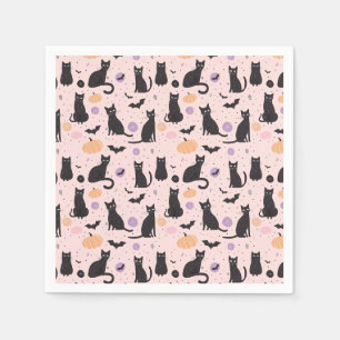 Serviette En Papier Joli chat Halloween orange