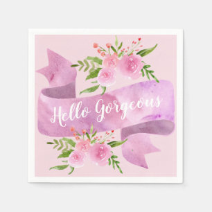Serviette En Papier Joli Chic Fleur Femme Rose Tendresse Bonjour Magni