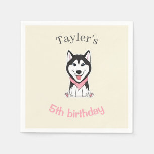 Serviette En Papier Joli chien husky noir et blanc