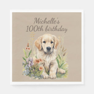 Serviette En Papier Joli chiot Golden Retriever 100e anniversaire