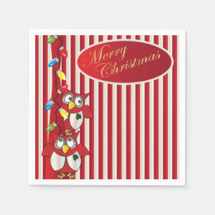 Serviette En Papier Joli Chouettes de Noël