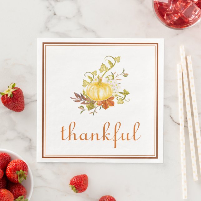 Serviette En Papier Joli Citrouille aquarelle Thanksgiving (En situation)