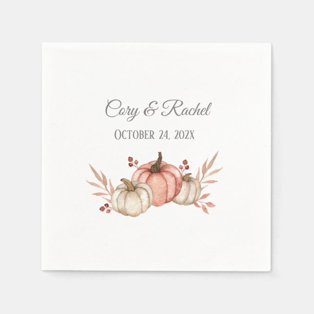 Serviette En Papier Joli Citrouille Bouquet Mariage (Devant)