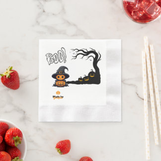 Serviette En Papier Joli Citrouille de sorcière Halloween | Éffrayant 