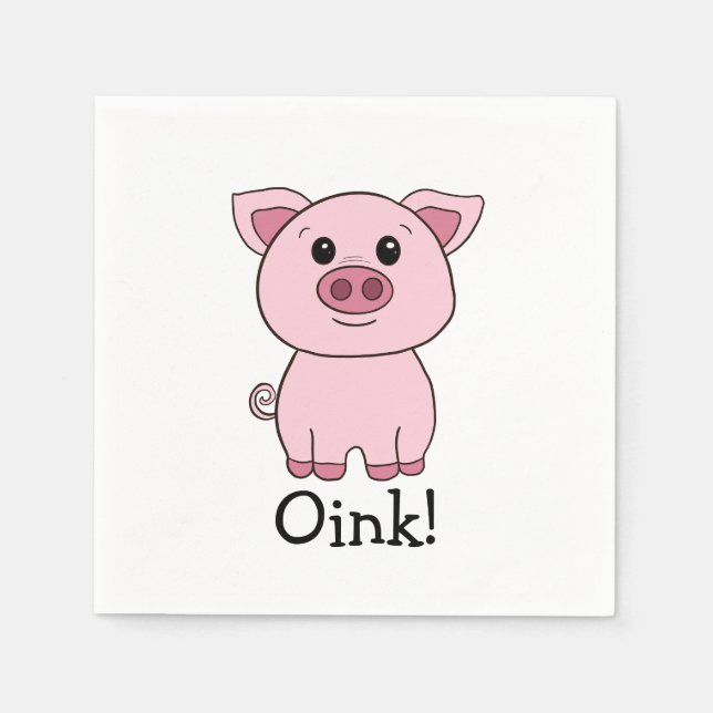 Serviette En Papier Joli Cochon Rose Rose ! Animal de ferme (Devant)