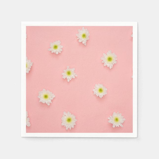 Serviette En Papier Joli design rose et marguerite (Devant)