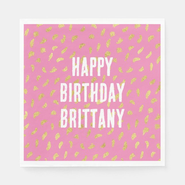 Serviette En Papier Joli doré rose Abstrait (Devant)