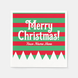 Serviette En Papier Joli elfe rayé costume personnalisé Noël fête