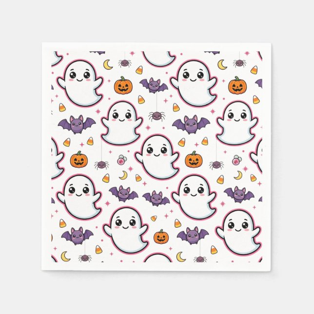 Serviette En Papier Joli fantôme d'Halloween (Devant)