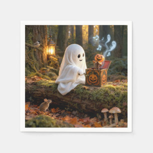Serviette En Papier Joli fantôme d'Halloween avec diable en boîte