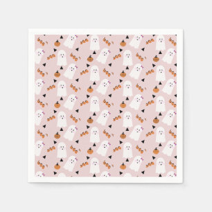 Serviette En Papier Joli fantôme d'Halloween monstre orange confettis 