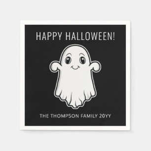 Serviette En Papier Joli fantôme souriant Joyeux Halloween Texte perso