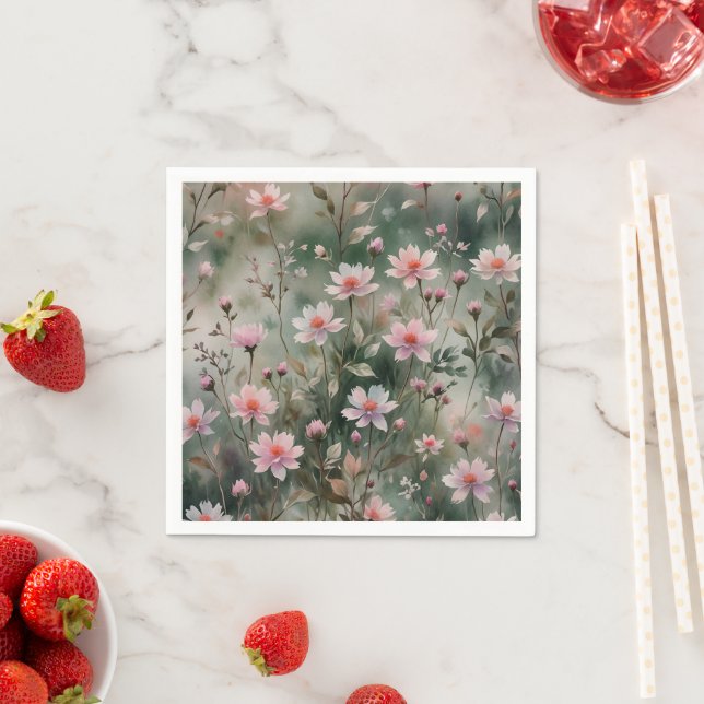 Serviette En Papier Joli Fleur sauvage (En situation)