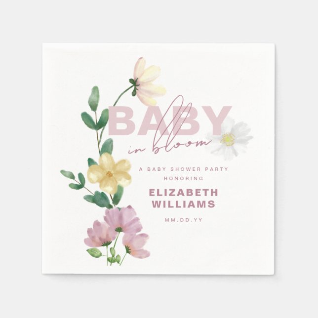 Serviette En Papier Joli Fleur sauvage dans le Baby shower de Bloom (Devant)