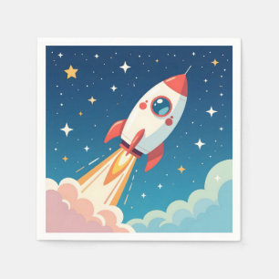 Serviette En Papier Joli fusée spatiale décolant