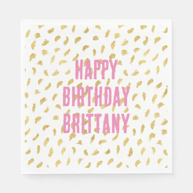 Serviette En Papier Joli Gold Glam blanc Abstrait (Devant)