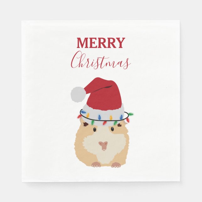 Serviette En Papier Joli Hamster de Noël Funny Animal Santa Hat (Devant)