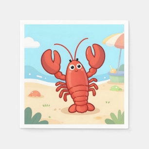 Serviette En Papier Joli homard à la plage