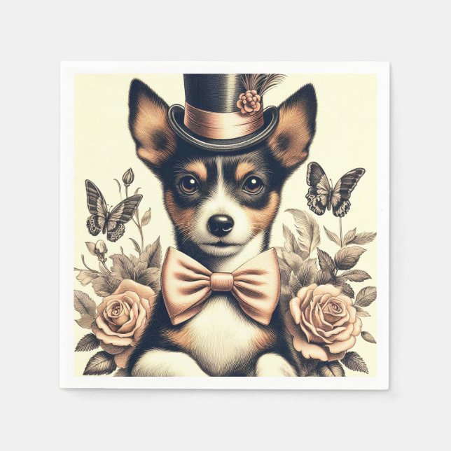 Serviette En Papier Joli Jouet Vintage Fox Terrier (Devant)