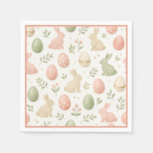 Serviette En Papier Joli Lapin Aquarelle Floral Brunch de Pâques