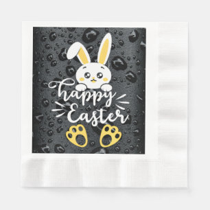 Serviette En Papier Joli lapin de Pâques avec des serviettes paw jaune