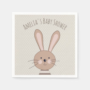 Serviette En Papier Joli lapin et points Baby shower personnalisé
