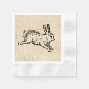 Serviette En Papier Joli lapin Lapin Vintage Illustration Script Art