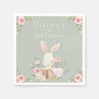 Joli Lapin Rose 1 Un Premier Anniversaire Vert