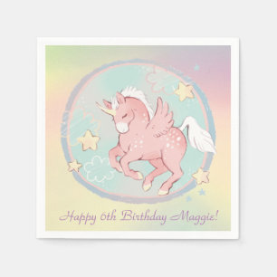 Serviette En Papier Joli licorne Pegasus rose, violet Personnaliser