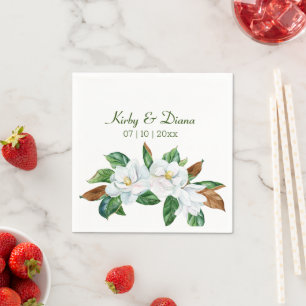 Serviette En Papier Joli Magnolia Bouquet Mariage