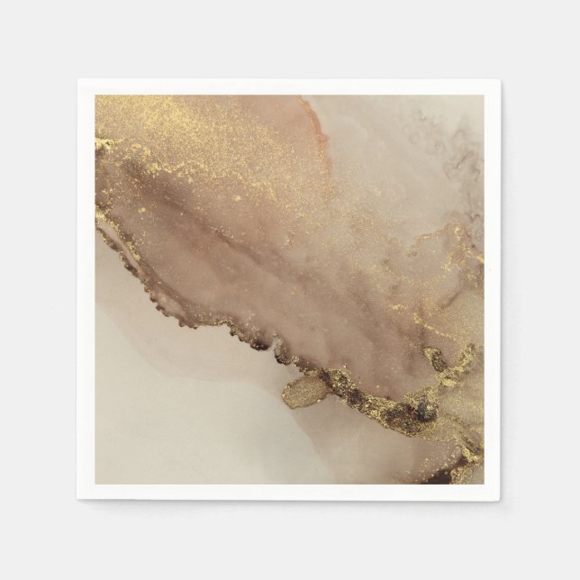 Serviette En Papier Joli marbre clair or (Devant)
